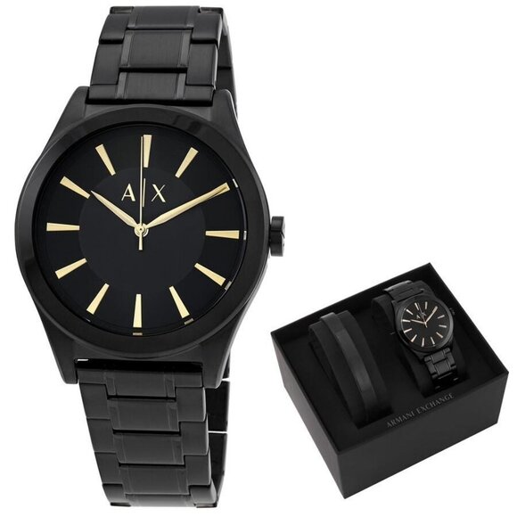 NWT Authentic Armani Exchange Active Black Dial Men's Gift Set - Picture 1 of 5